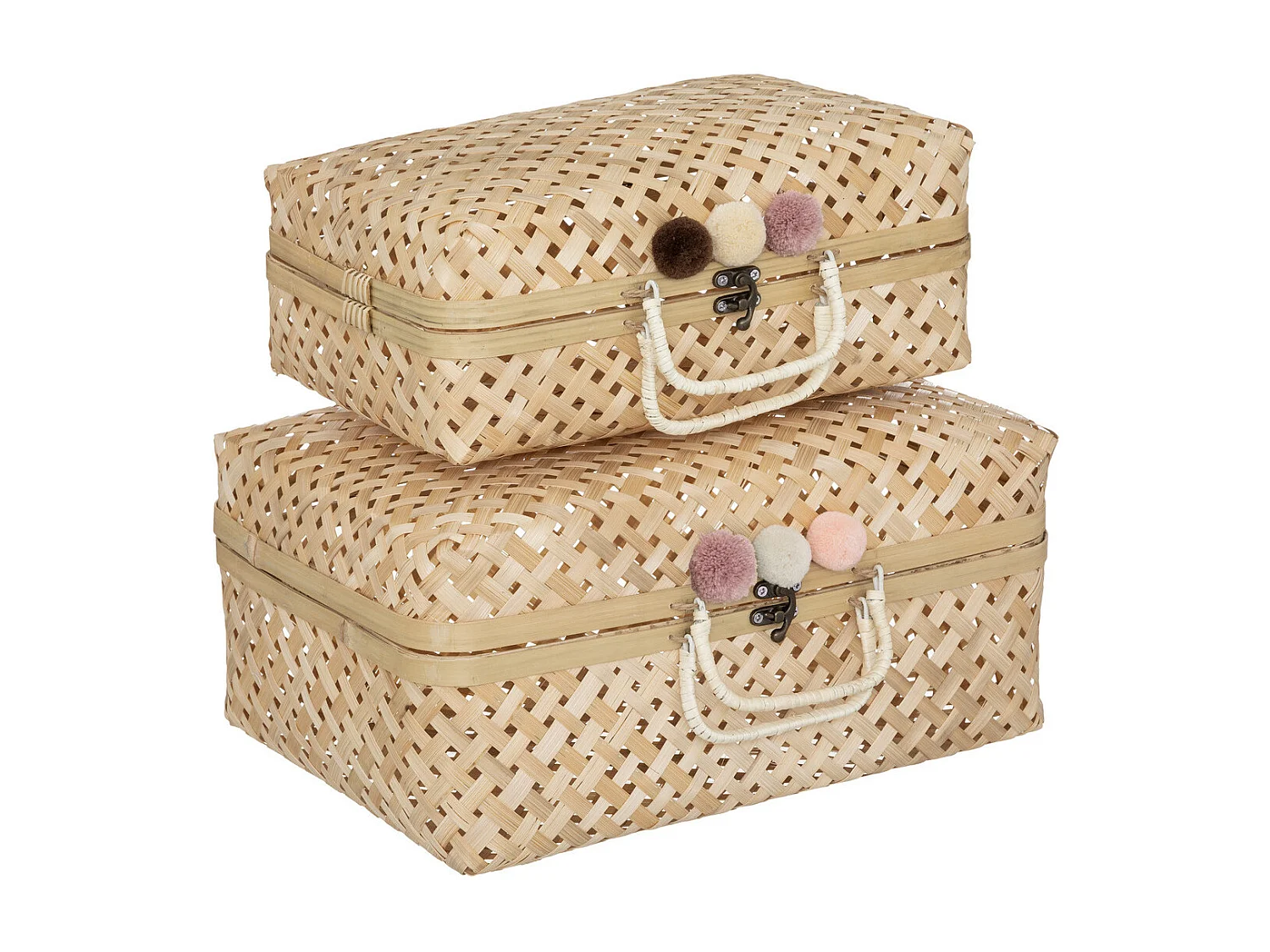 Lot de 2 Valises Déco "Campagne" 38cm Beige