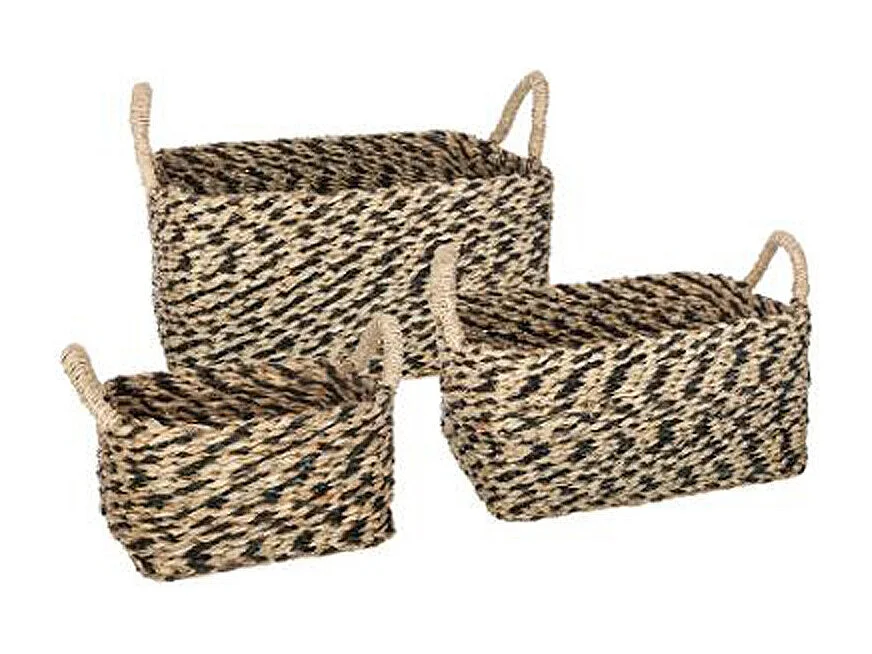 Lot de 3 Paniers de Rangement à Anses "Seagrass" 19cm Noir