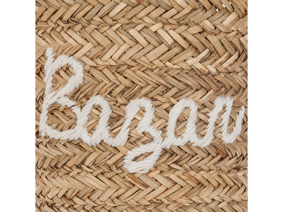 Panier en Osier Brodé "Bazar" 38cm Blanc