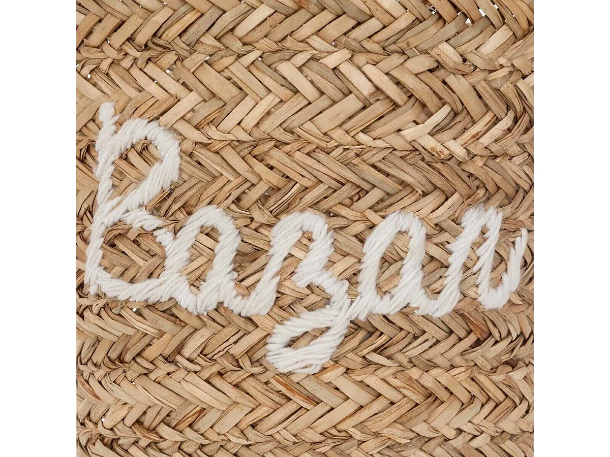 Panier en Osier Brodé "Bazar" 38cm Blanc