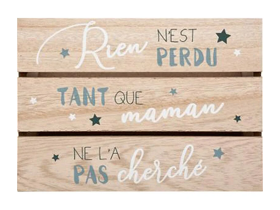 Lot de 2 Cagettes en Bois "Enfant" 30cm Bleu