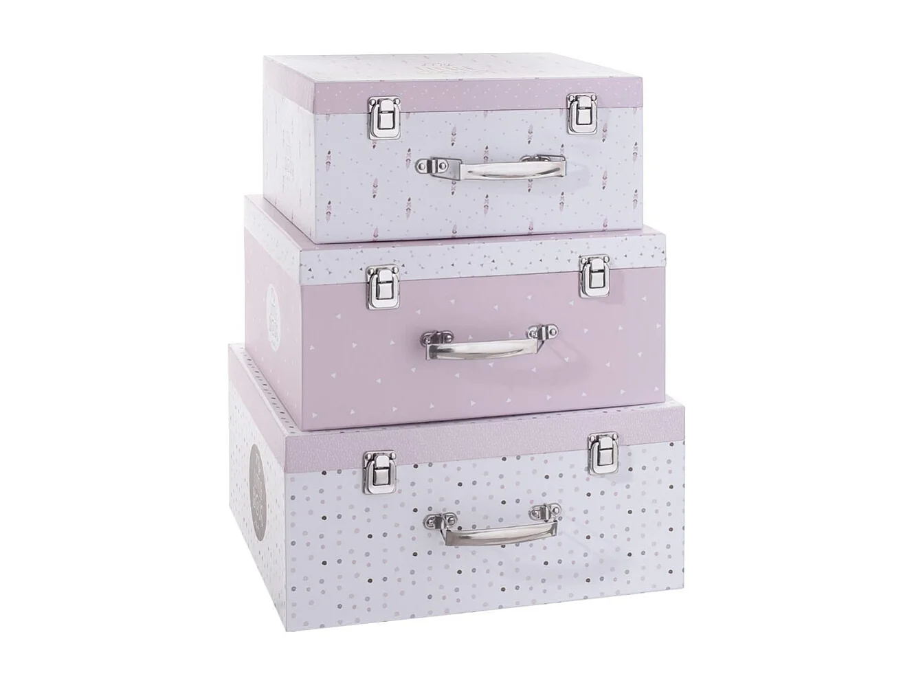 Set de 3 Boîtes de Rangement "Malle" 36cm Rose