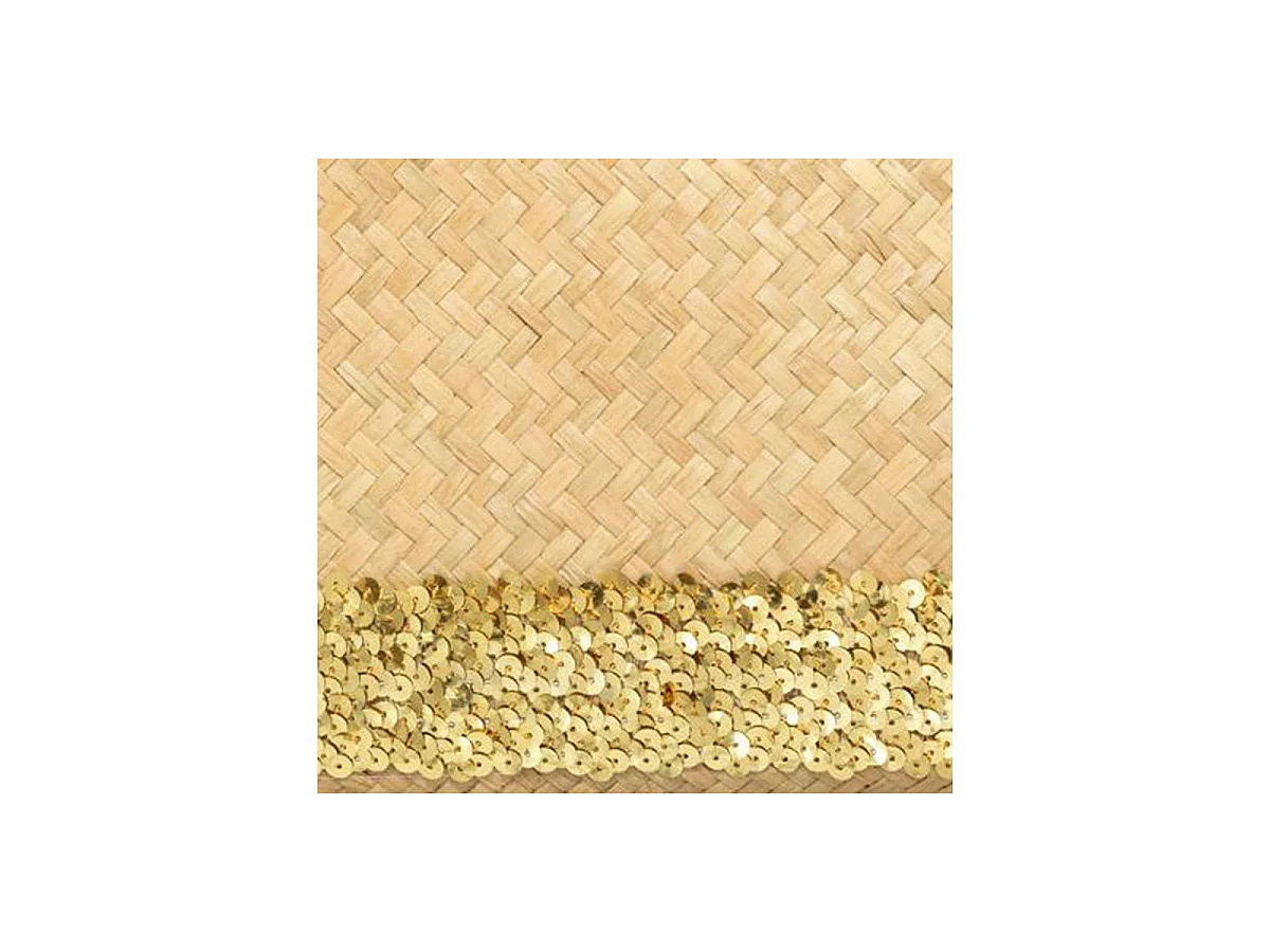 Lot de 3 Paniers Déco "Sequins" 40cm Naturel & Or