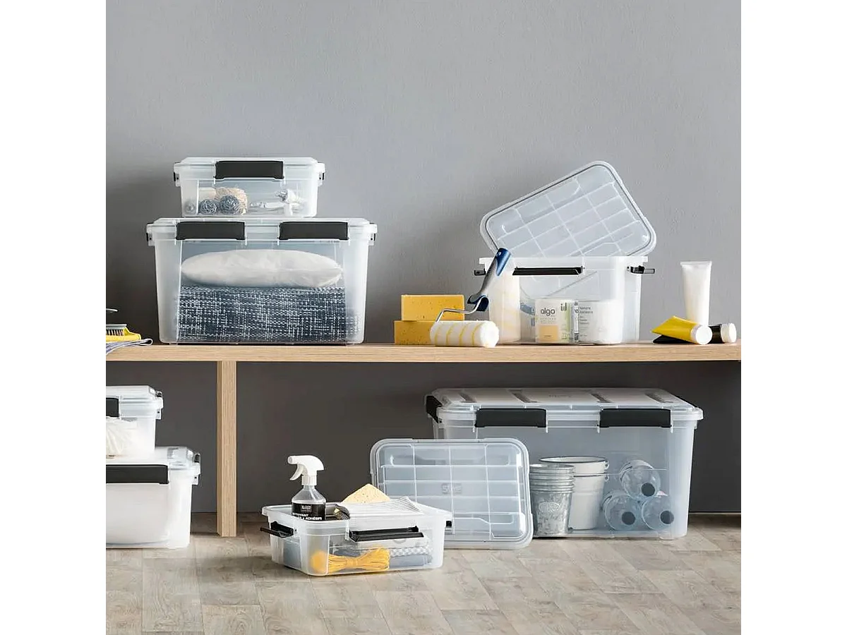 Boîte de Rangement à Clips "Protect" 18L Transparent