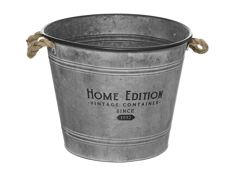 Cache-Pot en Fer Design "Zinc" 38cm Gris