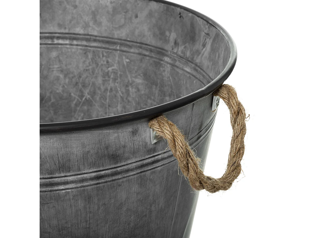 Cache-Pot en Fer Design "Zinc" 38cm Gris