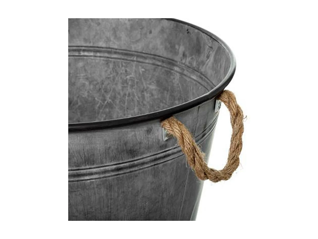 Cache-Pot en Fer Design "Zinc" 38cm Gris