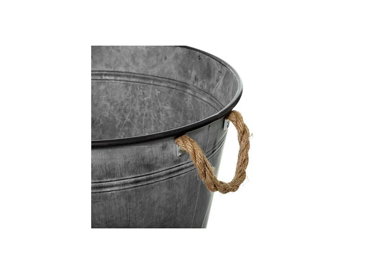 Cache-Pot en Fer Design "Zinc" 38cm Gris