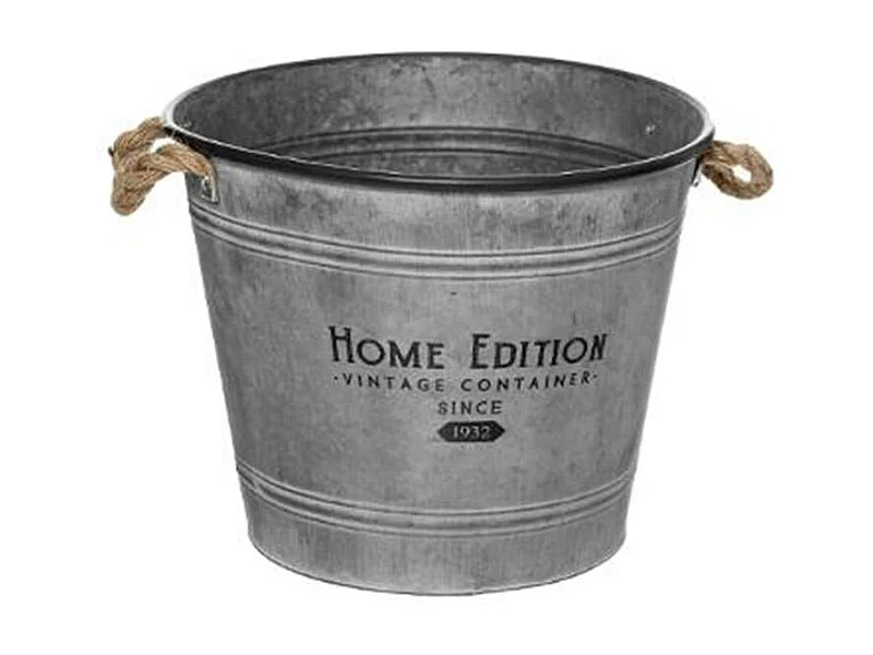 Cache-Pot en Fer Design "Zinc" 38cm Gri