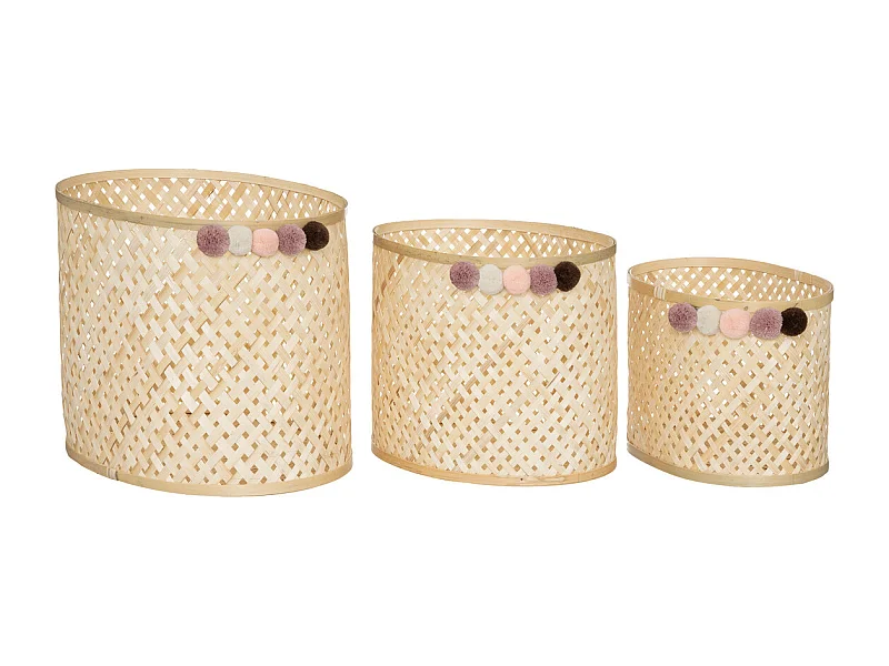 Lot de 3 Paniers Enfant "Campagne" 38cm Beige