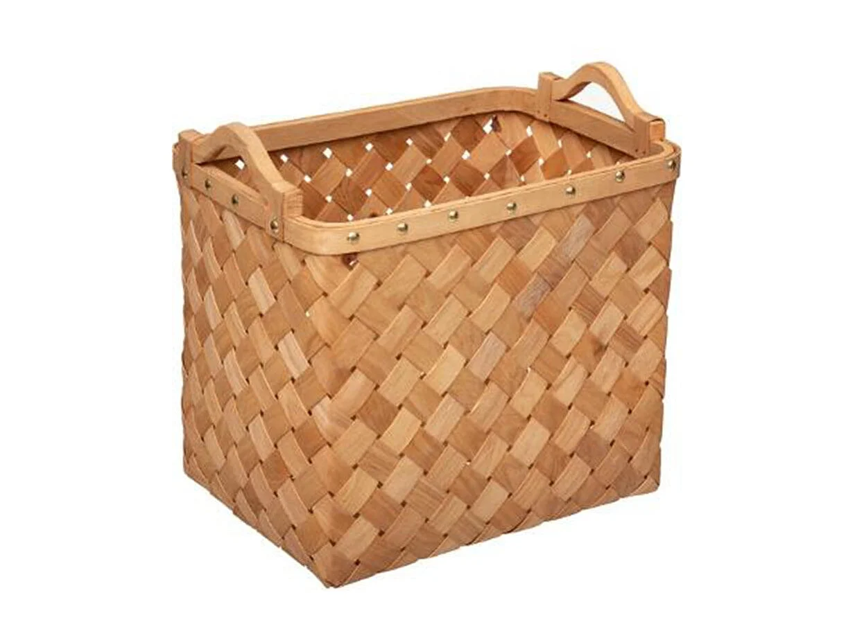Lot de 3 Paniers de Rangement "Bois" 37cm Caramel