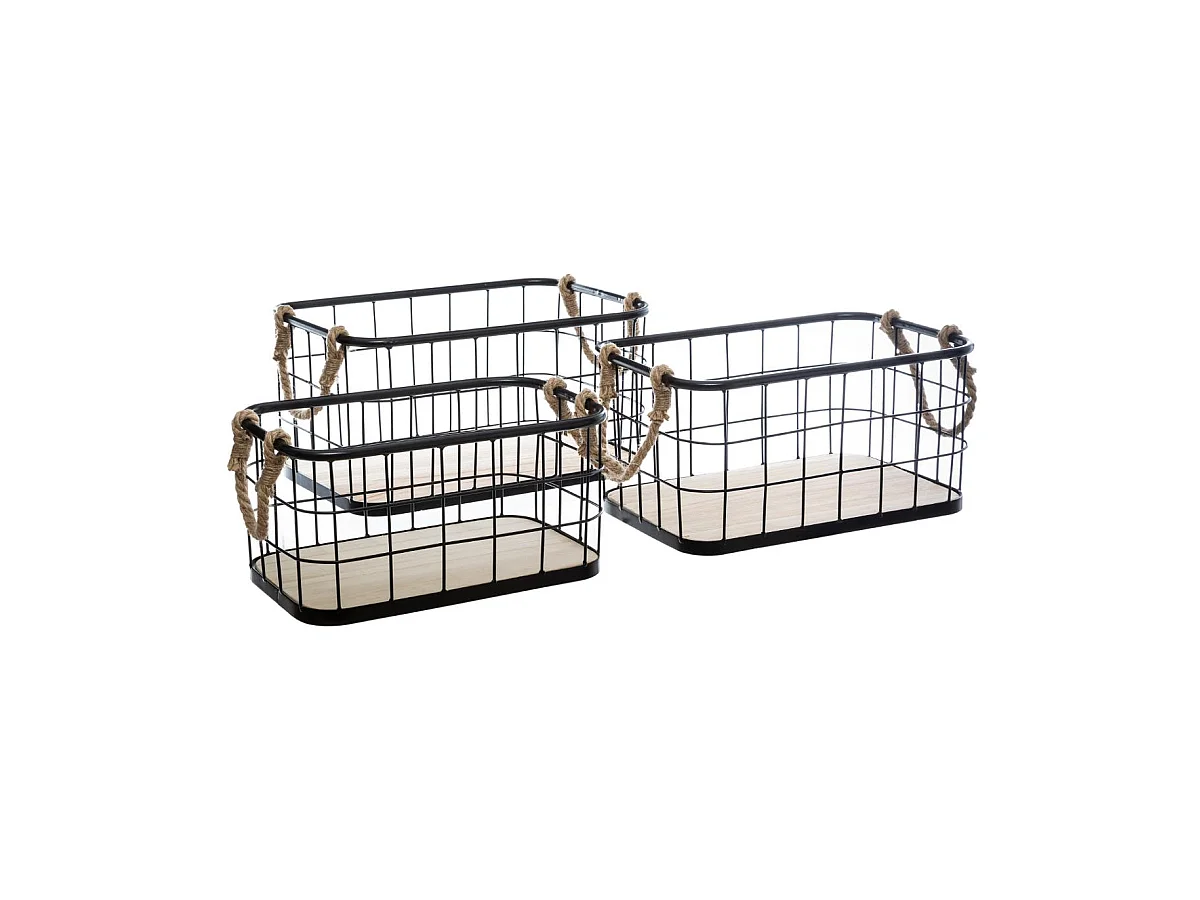 Lot de 3 Cagettes de Rangement "Loft" 38cm Noir