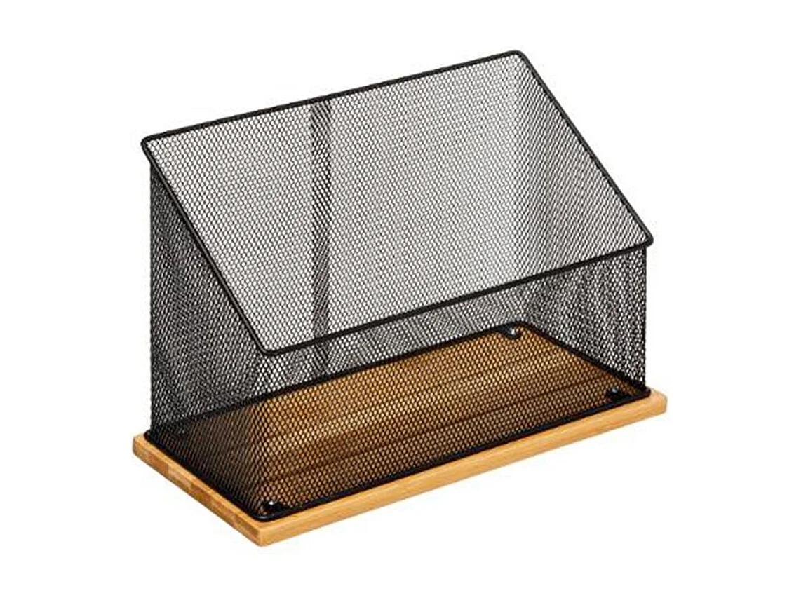 Organiseur Bureau "Métal & Bambou" 29cm Noir