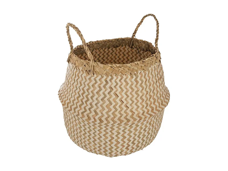 Panier de Rangement Pliable à Anses "Seagrass" 40cm Blanc & Naturel