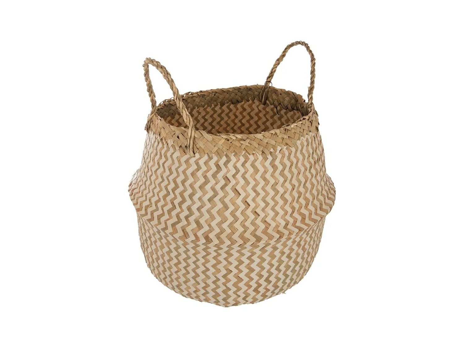 Panier de Rangement Pliable à Anses "Seagrass" 40cm Blanc & Naturel