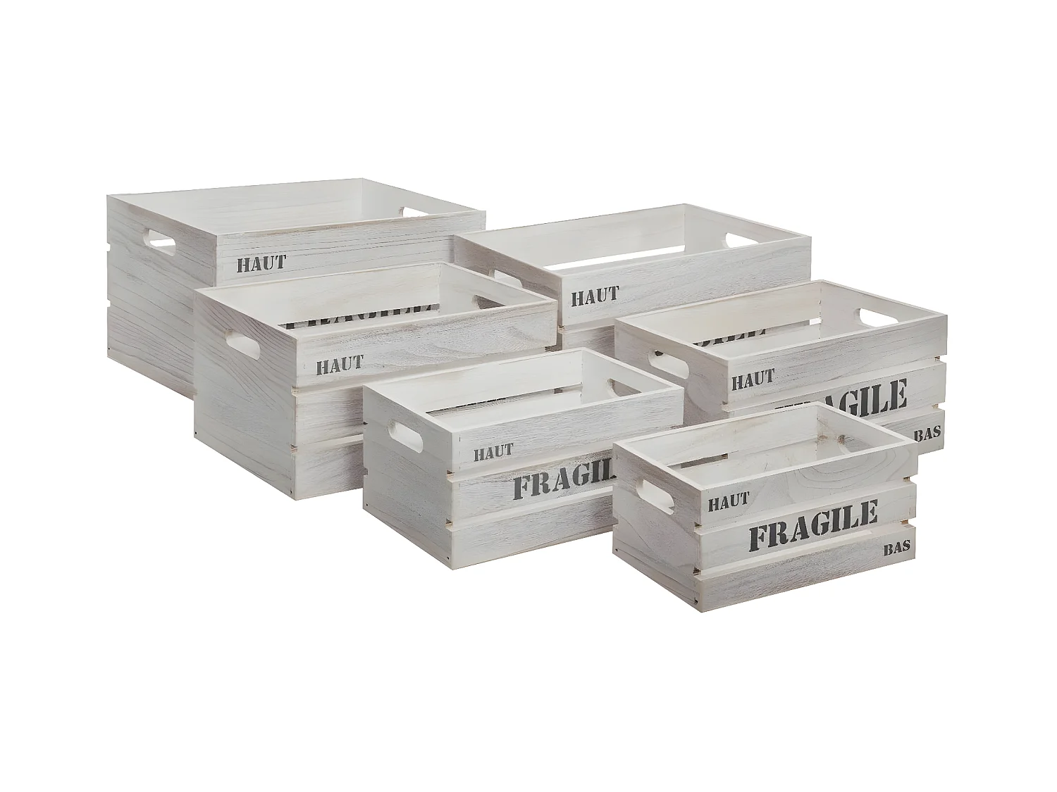 Lot de 6 Cagettes "Histoire" 40cm Blanc