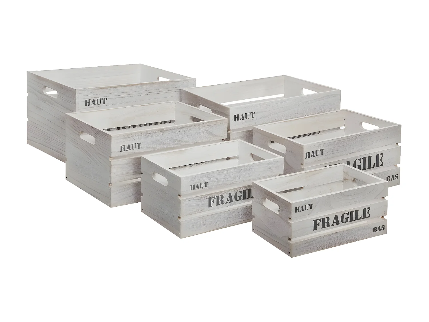 Lot de 6 Cagettes "Histoire" 40cm Blanc