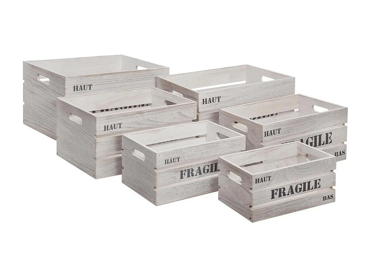 Lot de 6 Cagettes "Histoire" 40cm Blanc