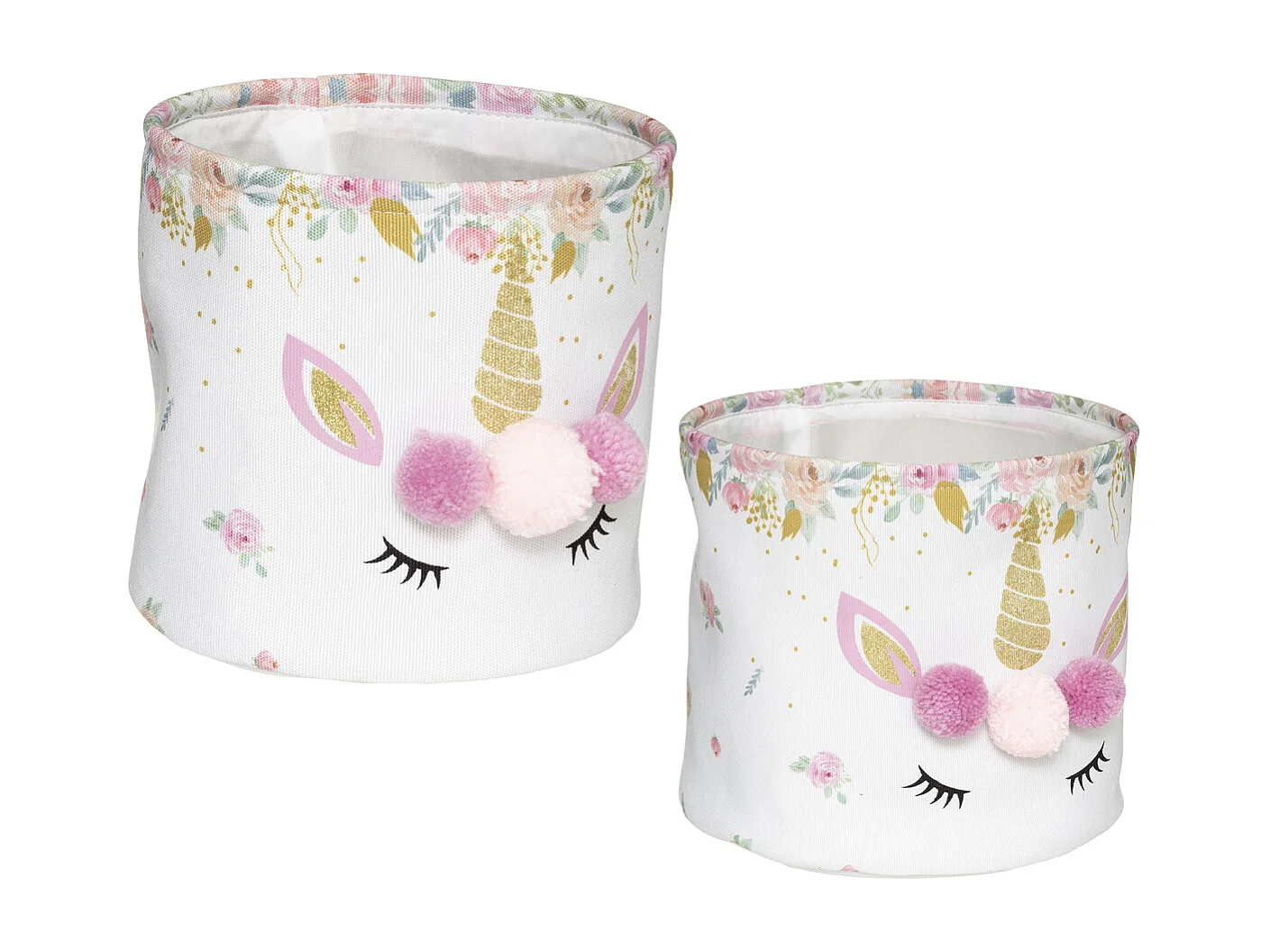 Lot de 2 Paniers Déco Enfant "Licorne" 30cm Blanc