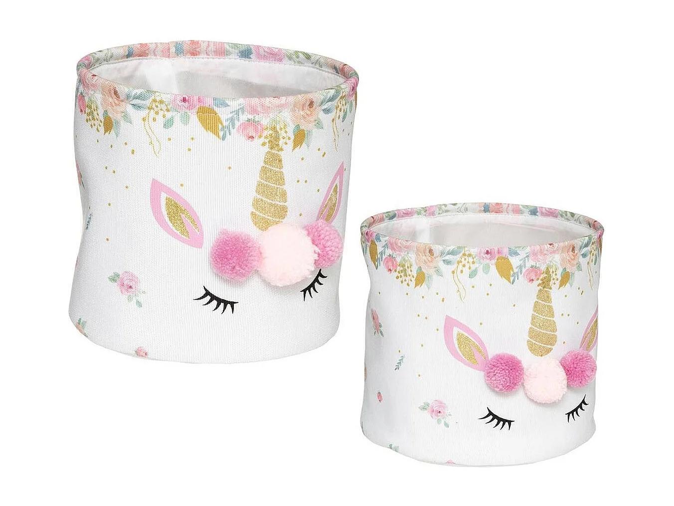 Lot de 2 Paniers Déco Enfant "Licorne" 30cm Blanc