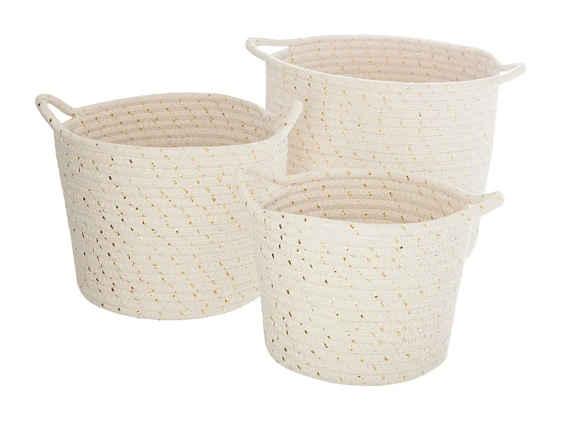 Lot de 3 Paniers de Rangement "Lurex" 24cm Naturel