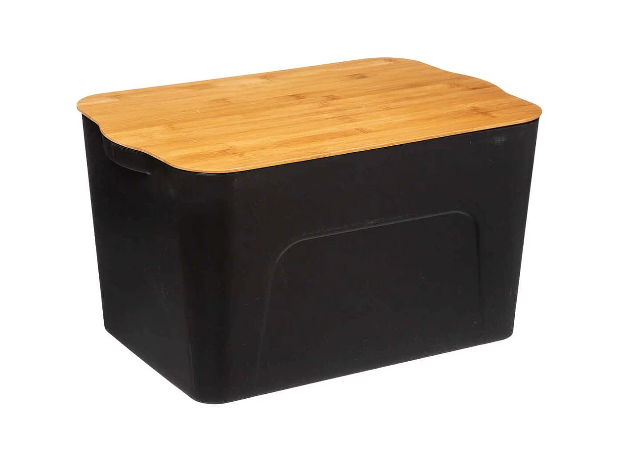 Boîte de Rangement "Marco" 24L Noir & Naturel