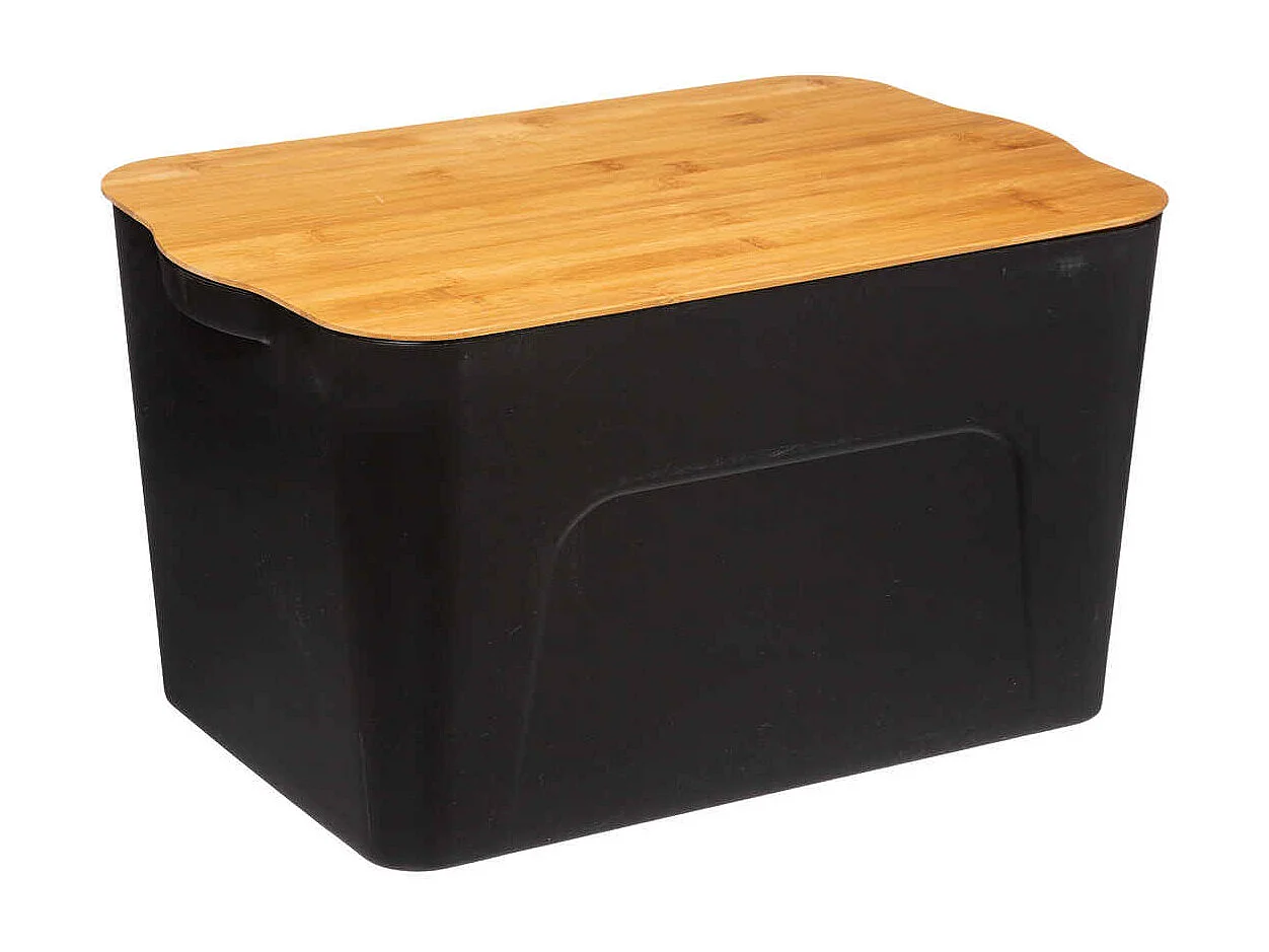 Boîte de Rangement "Marco" 24L Noir & Naturel
