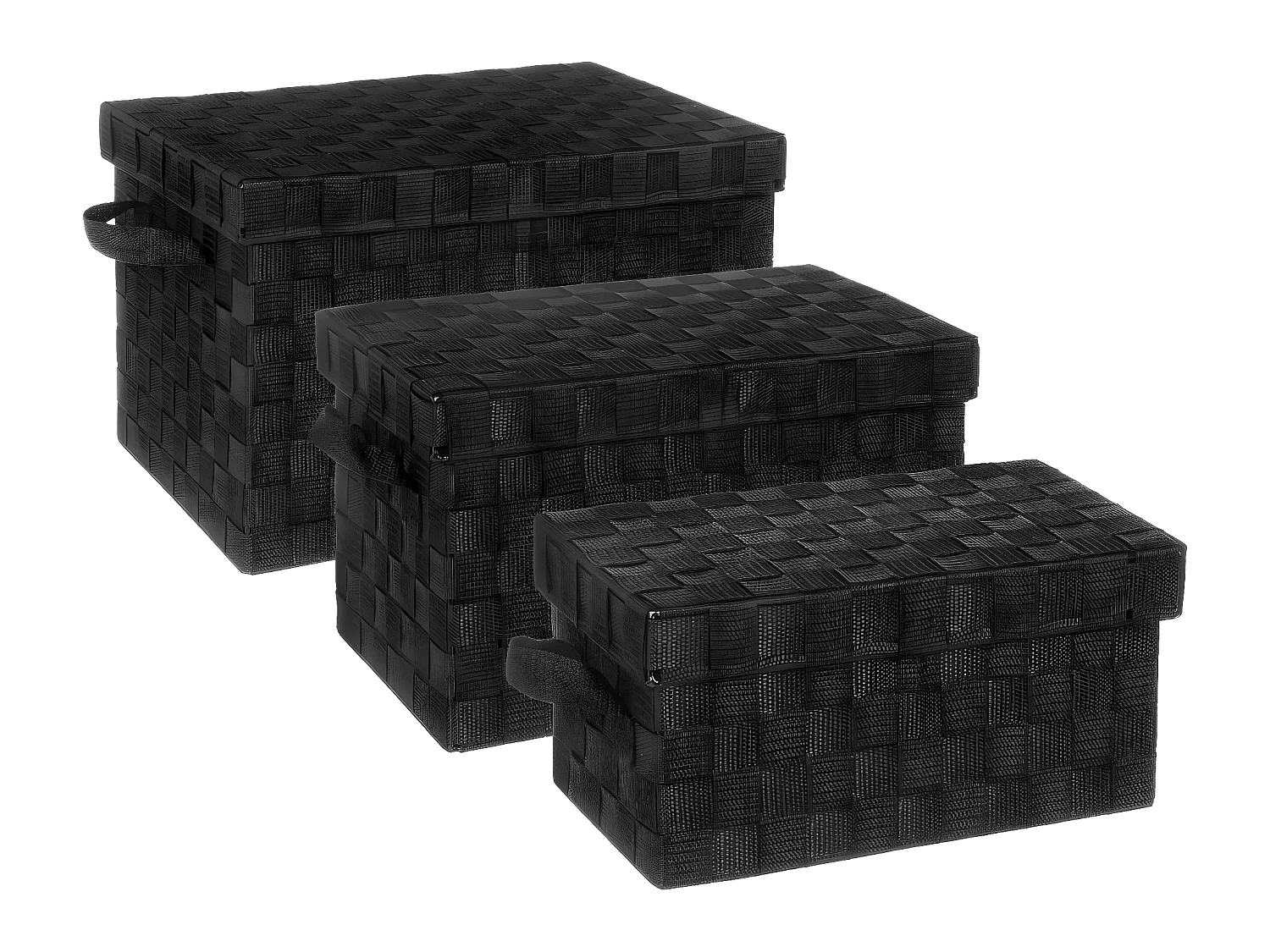 Lot de 3 Paniers de Rangement "Déco" 40cm Noir