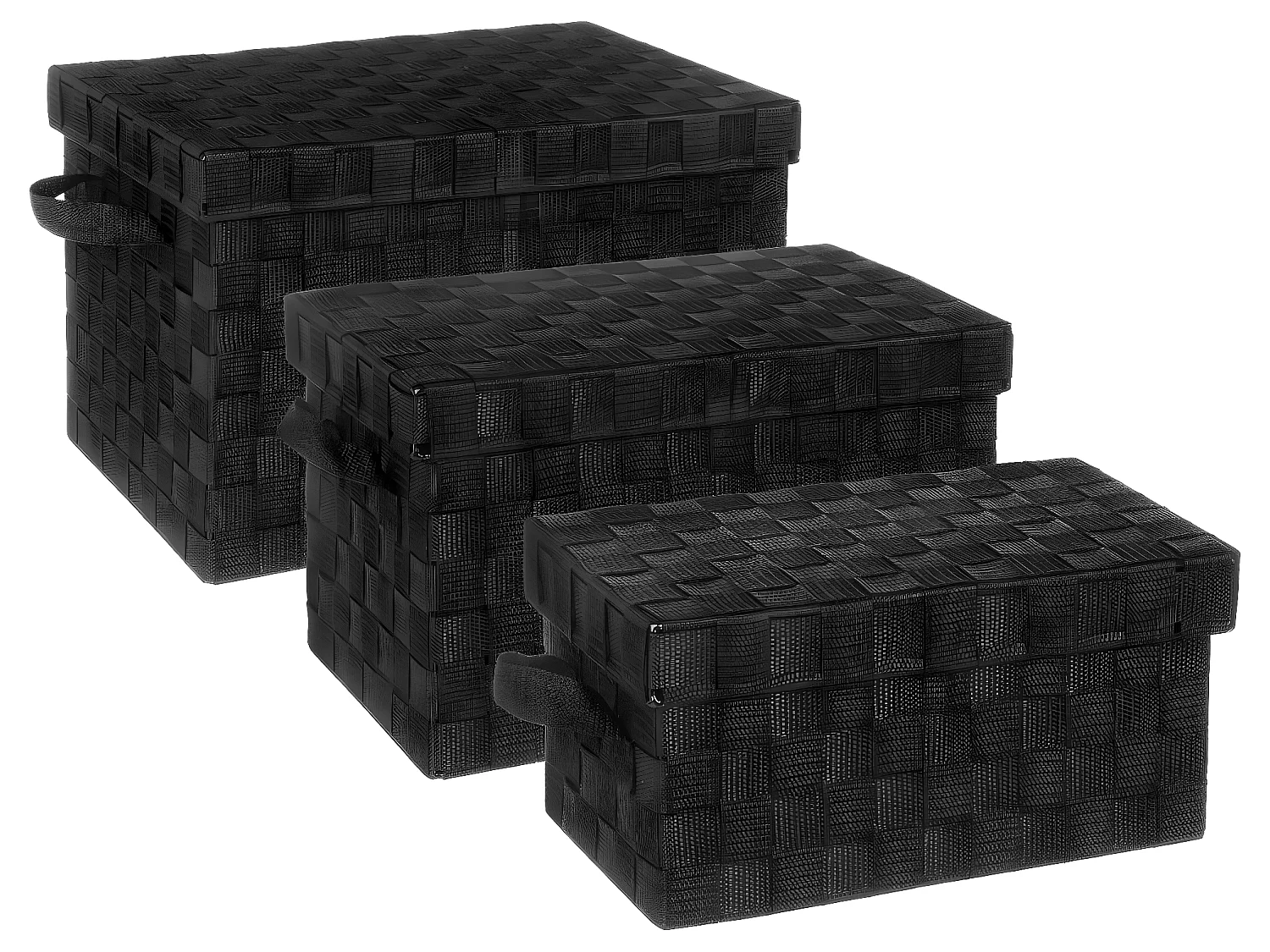 Lot de 3 Paniers de Rangement "Déco" 40cm Noir