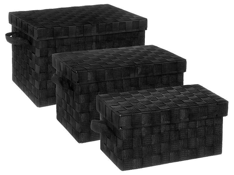 Lot de 3 Paniers de Rangement "Déco" 40cm Noir