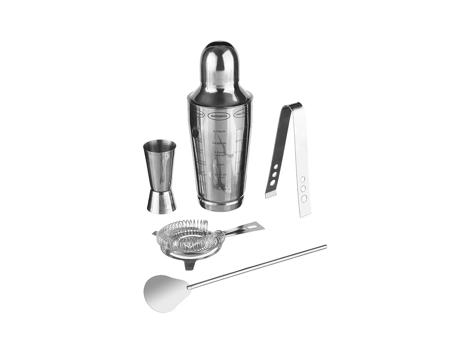 Coffret à Cocktails 5 pièces "Acier" 18cm Argent