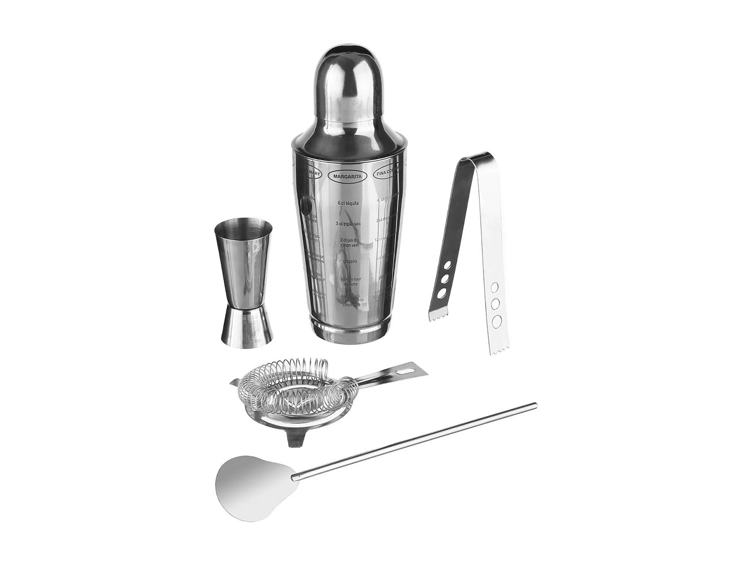 Coffret à Cocktails 5 pièces "Acier" 18cm Argent