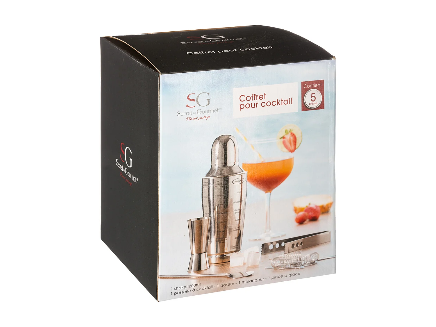 Coffret à Cocktails 5 pièces "Acier" 18cm Argent