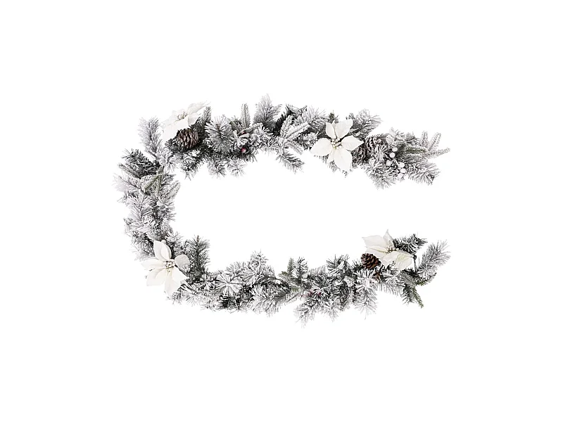 Guirlande de Noël "Floqué" 200cm Blanc & Vert