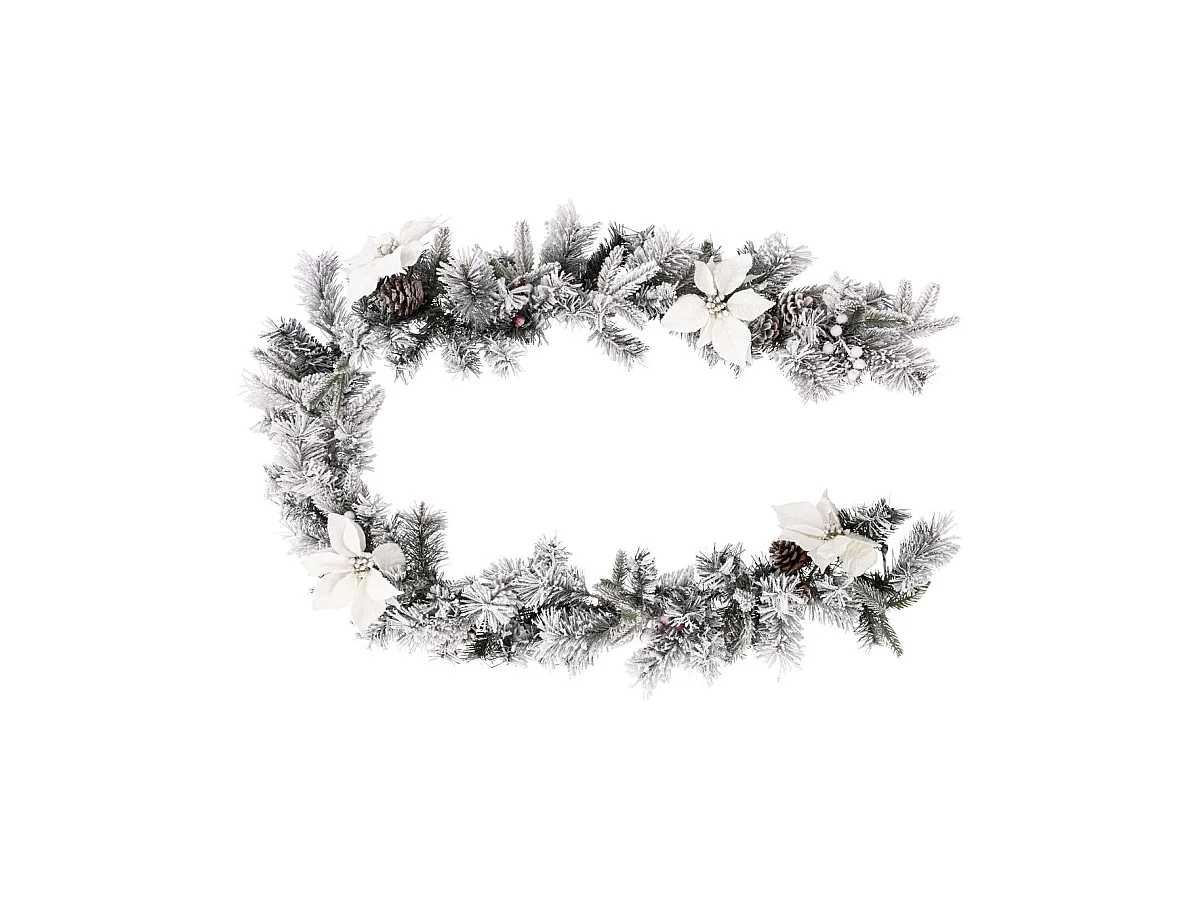 Guirlande de Noël "Floqué" 200cm Blanc & Vert