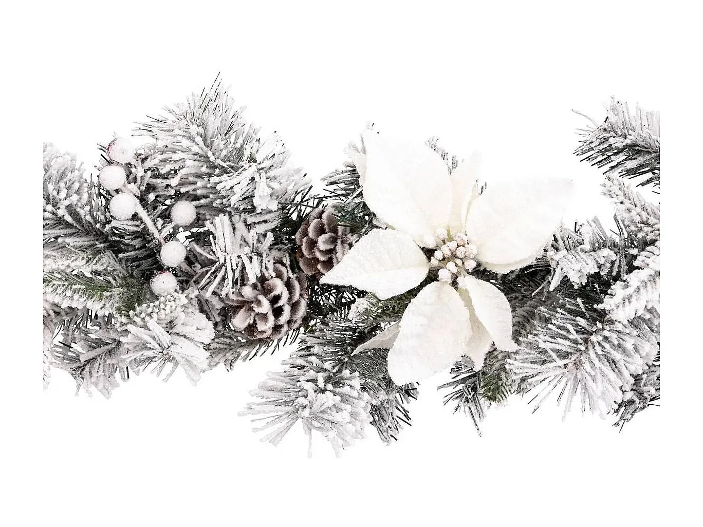 Guirlande de Noël "Floqué" 200cm Blanc & Vert