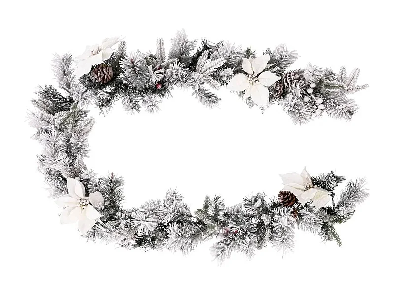 Guirlande de Noël "Floqué" 200cm Blanc & Vert