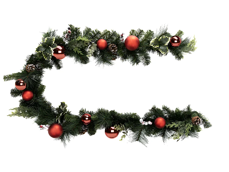 Guirlande de Noël "Branche Boules" 200cm Vert