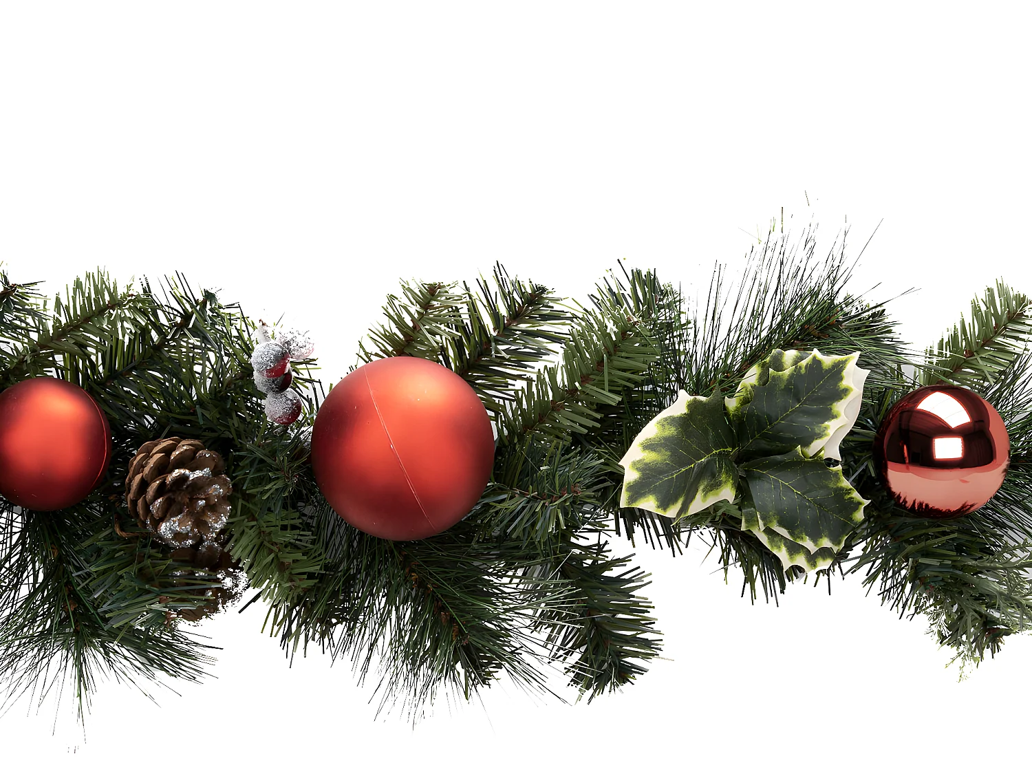 Guirlande de Noël "Branche Boules" 200cm Vert