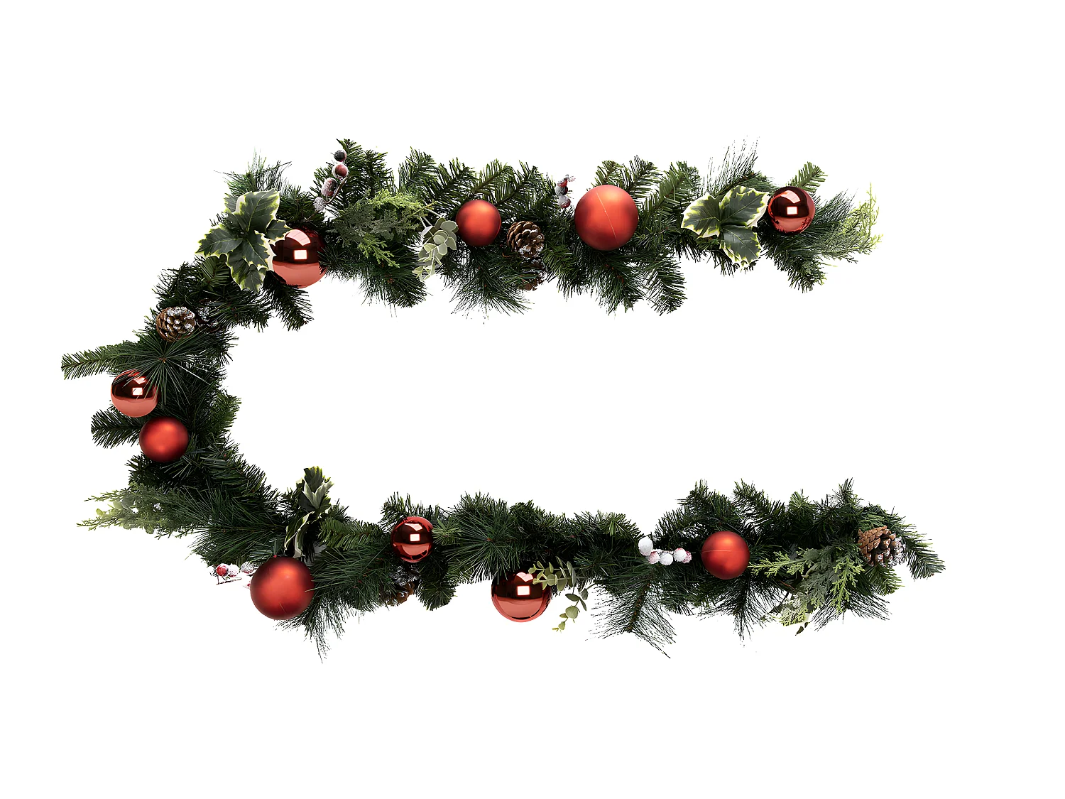 Guirlande de Noël "Branche Boules" 200cm Vert