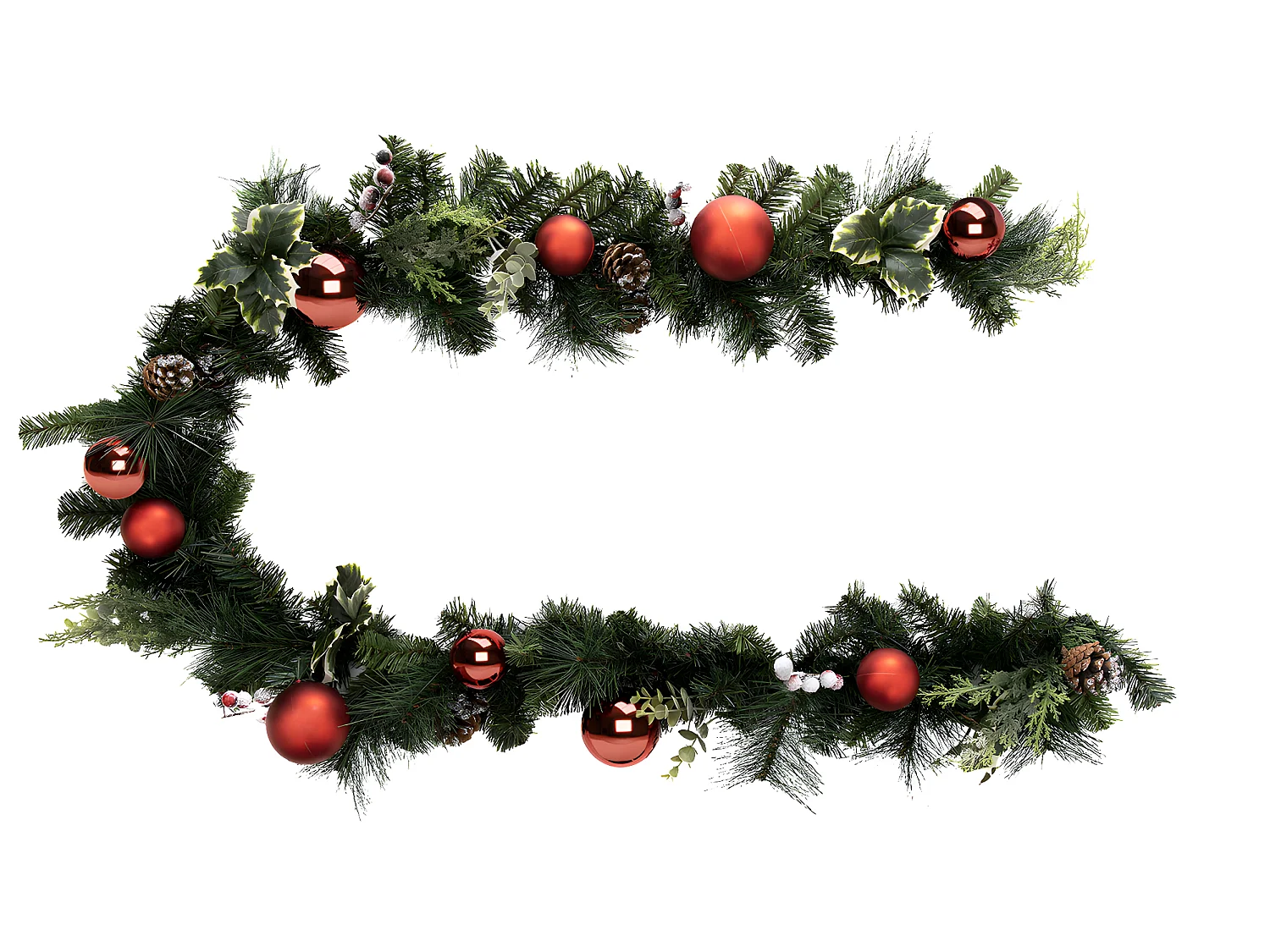 Guirlande de Noël "Branche Boules" 200cm Vert