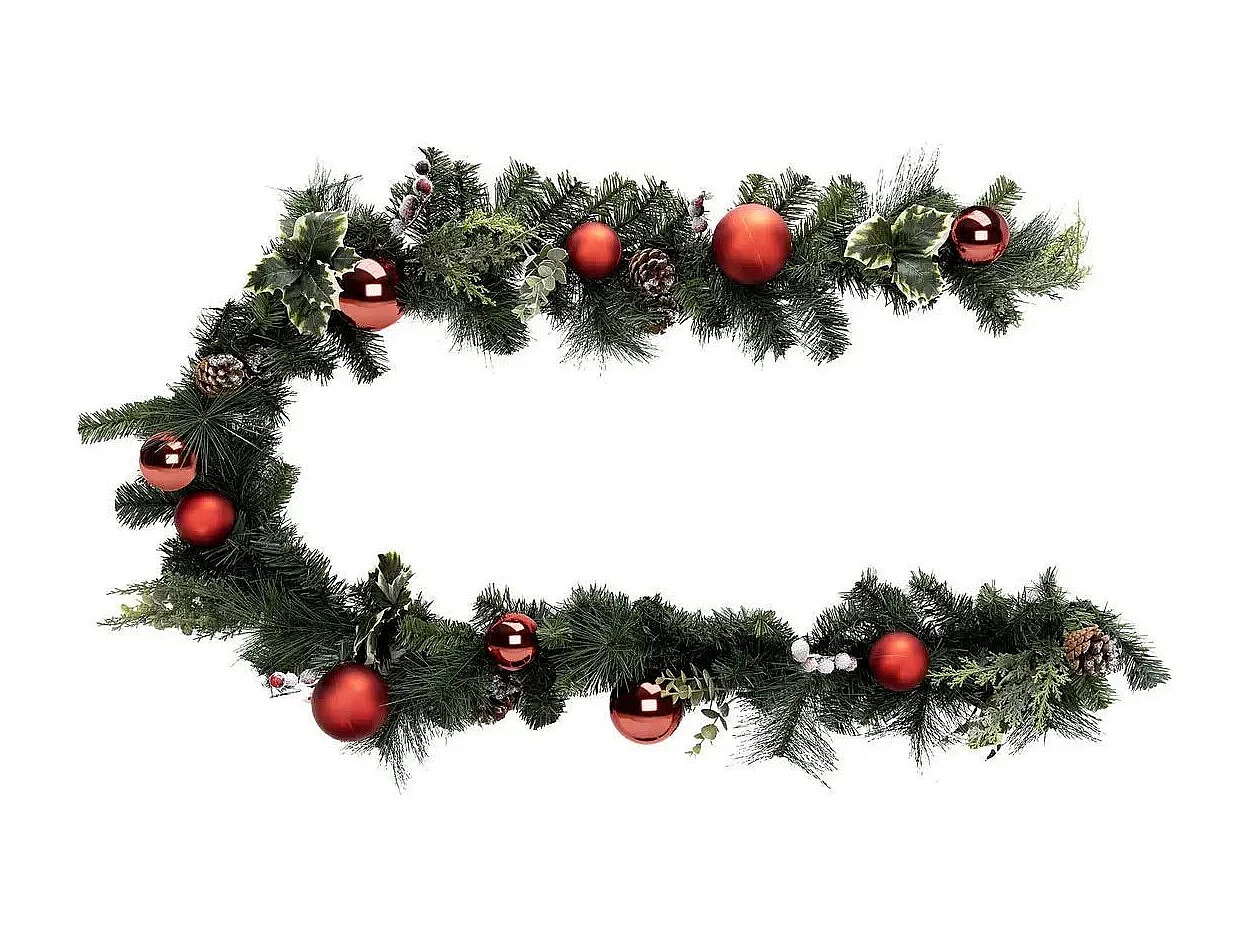 Guirlande de Noël "Branche Boules" 200cm Vert