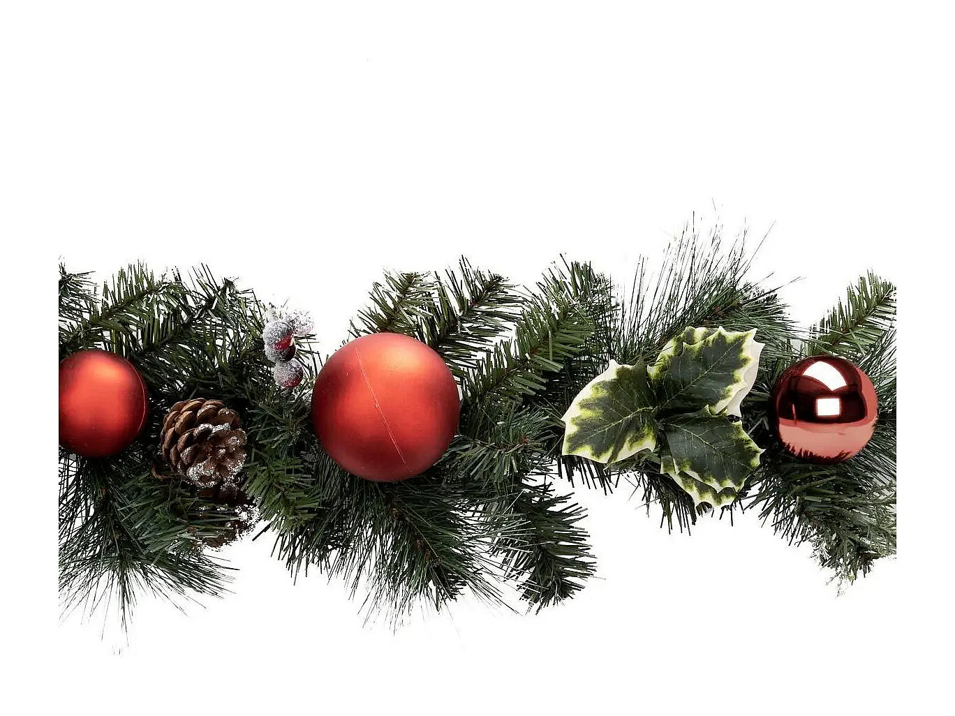 Guirlande de Noël "Branche Boules" 200cm Vert
