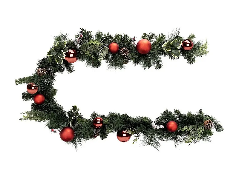 Guirlande de Noël "Branche Boules" 200cm Vert