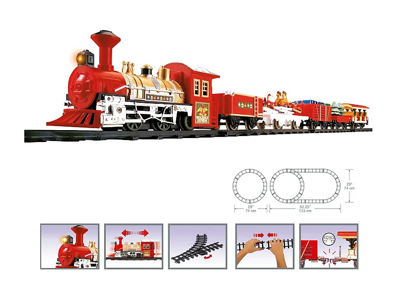 Train Électrique Musicale "Noël" 133cm Rouge