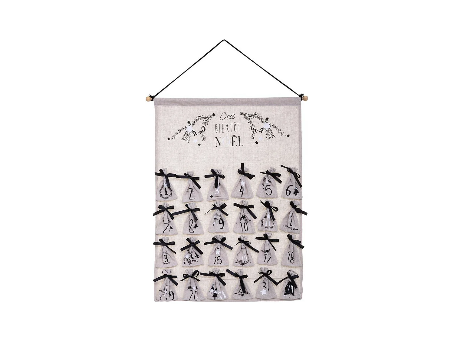 Décoration de Noël Calendrier "Hors Piste" 65cm Blanc