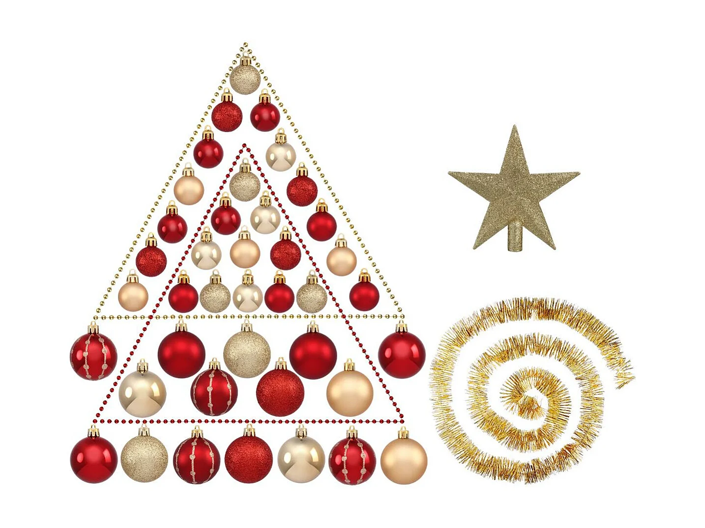 Kit 44 Pièces Déco de Noël "Soir" 24cm Rouge & Or