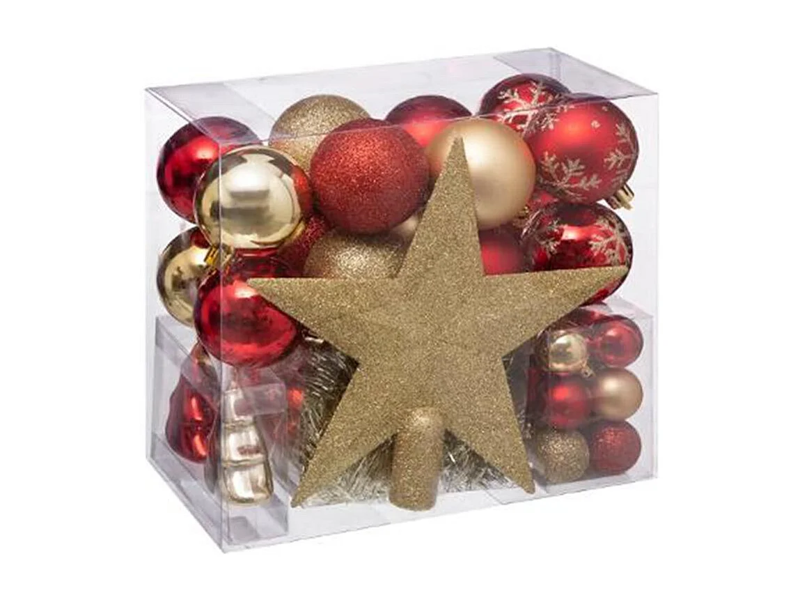 Kit 44 Pièces Déco de Noël "Soir" 24cm Rouge & Or