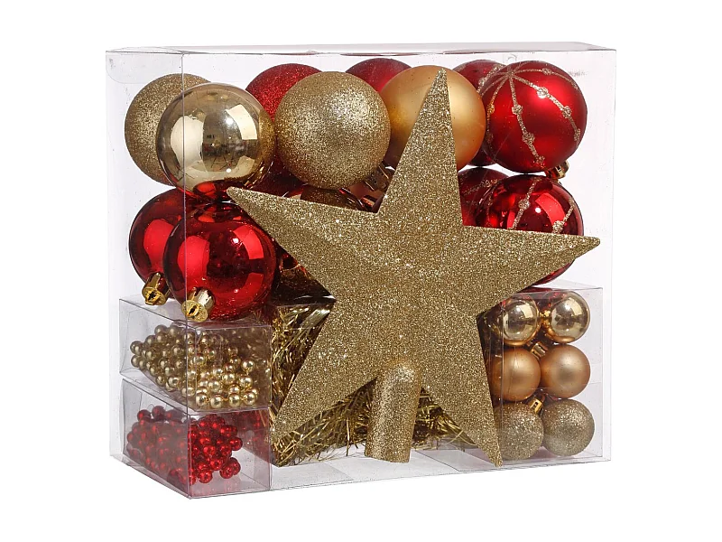 Kit 44 Pièces Déco de Noël "Soir" 24cm Rouge & Or