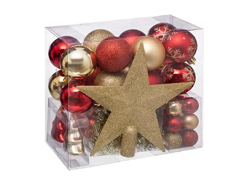 Kit 44 Pièces Déco de Noël "Soir" 24cm Rouge & Or